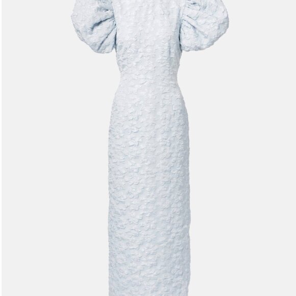 NWT ROTATE Blue Jacquard Puff Sleeve Midi Dress - Picture 5 of 5